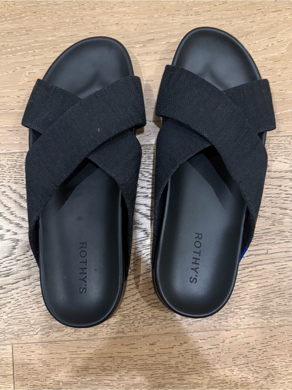 Rothy's women’s Black Cross-Band Slide Sandals